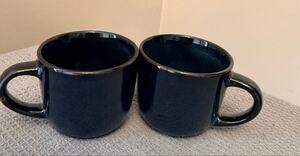 A Pair New Mugs in Midnight Blue, handcrafted ceramic coffee mugs semi matte.